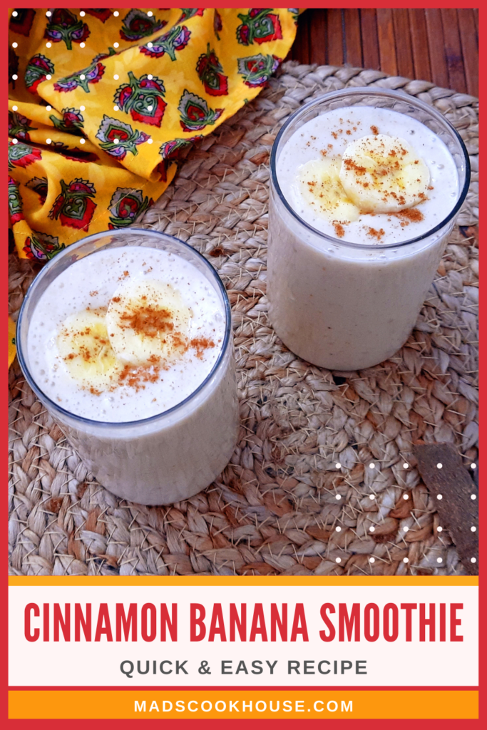 Kick start your day with a cinnamon banana smoothie. Thick, creamy, and refreshing, this 5 ingredient smoothie is easy to make and ready in minutes. 

