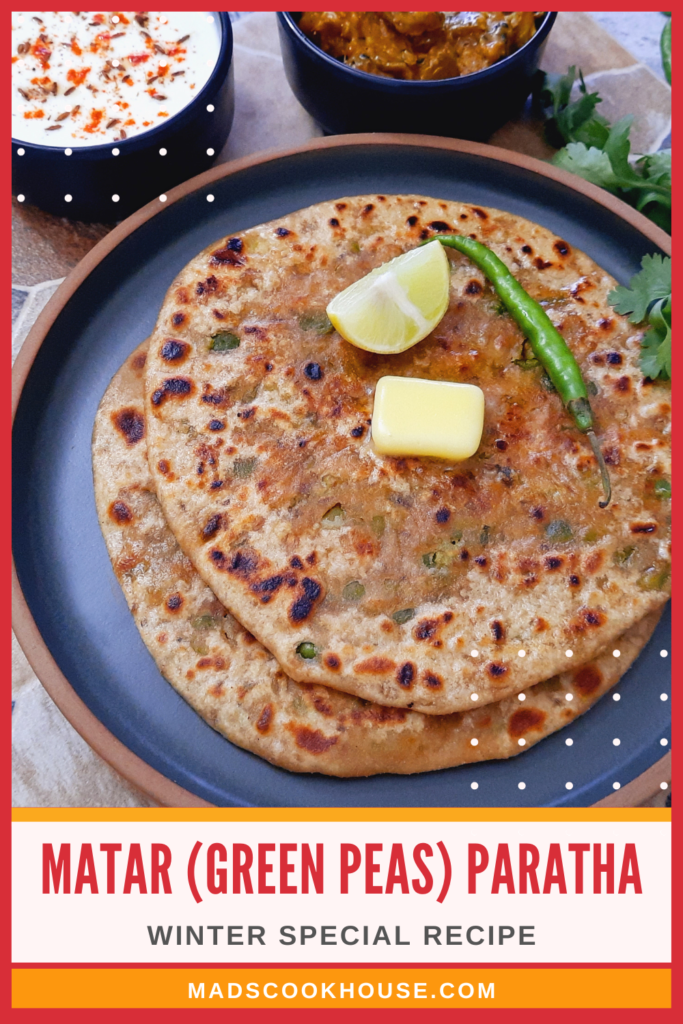 Hot parathas with lip-smacking green peas stuffing and a dollop of butter on top. Perfect for winters, these hearty and delicious parathas work perfectly for breakfast or lunch.
