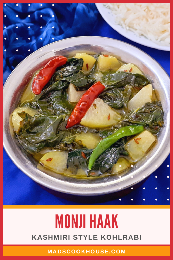 Explore the exquisite flavors of Kashmiri cuisine with Monji Haak or Kashmiri Style Kohlrabi. 